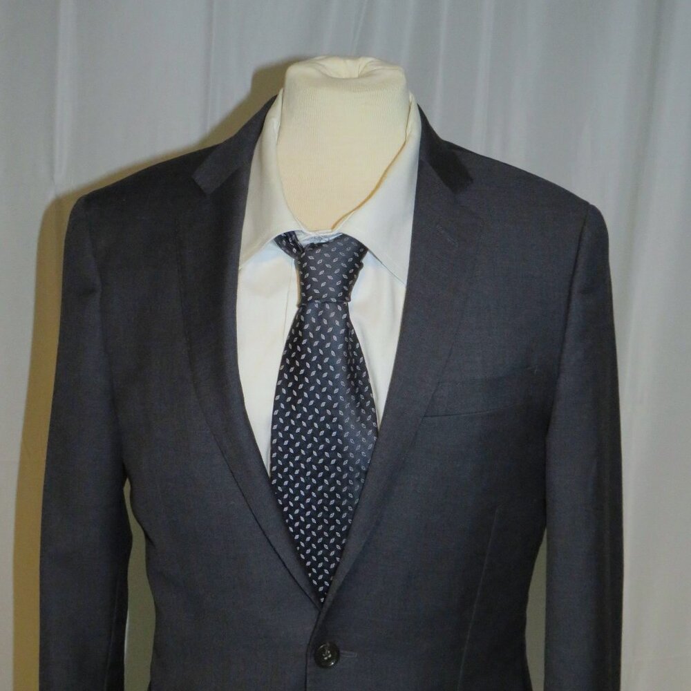 J. Crew Ludlow Tollegno Slate Blue Solid Knit Two Button Suit 36S - Picture 5 of 16